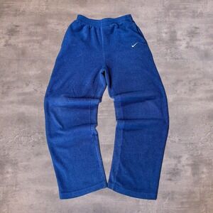 Y2K 2000's 00's Nike Fleece Blue Baggy Relax Fit Wide Polyester Sweatpant's